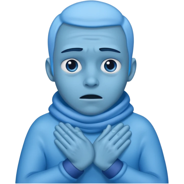 Uma pessoa azul de frio congelando emoji