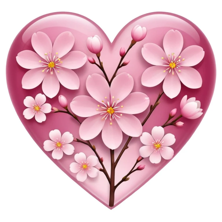 sakura flower inside a heart emoji