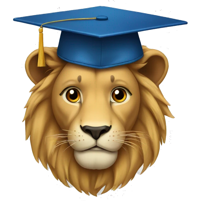 lion with a graduation cap emoji