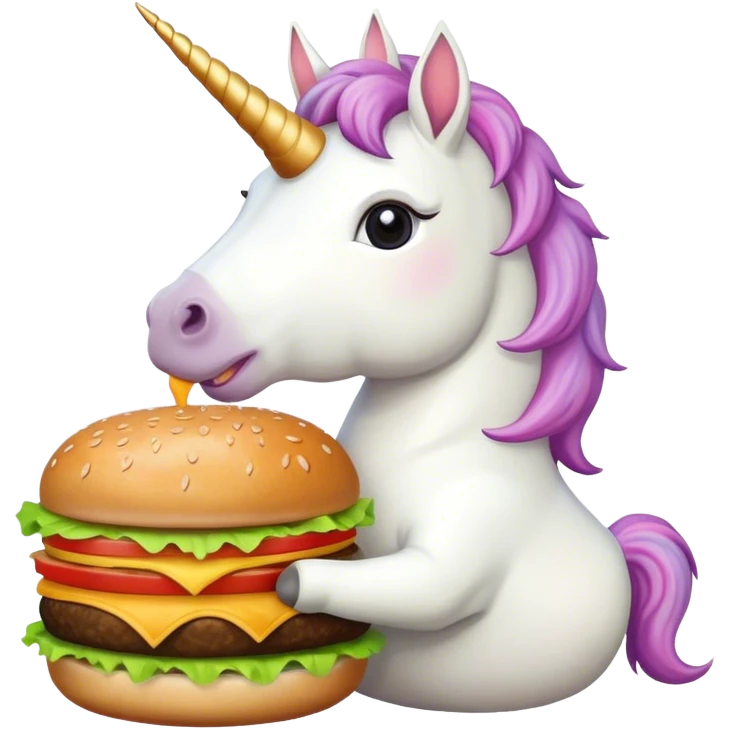Unicorn with burger emoji