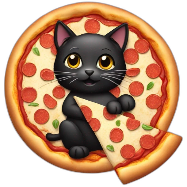 a cute black cat making a pizza emoji