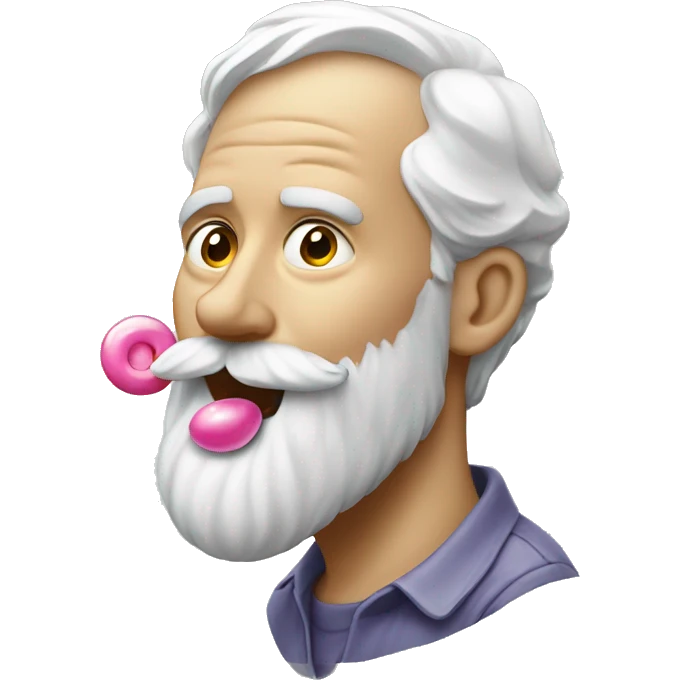 white bearded man blowing bubblegum  emoji