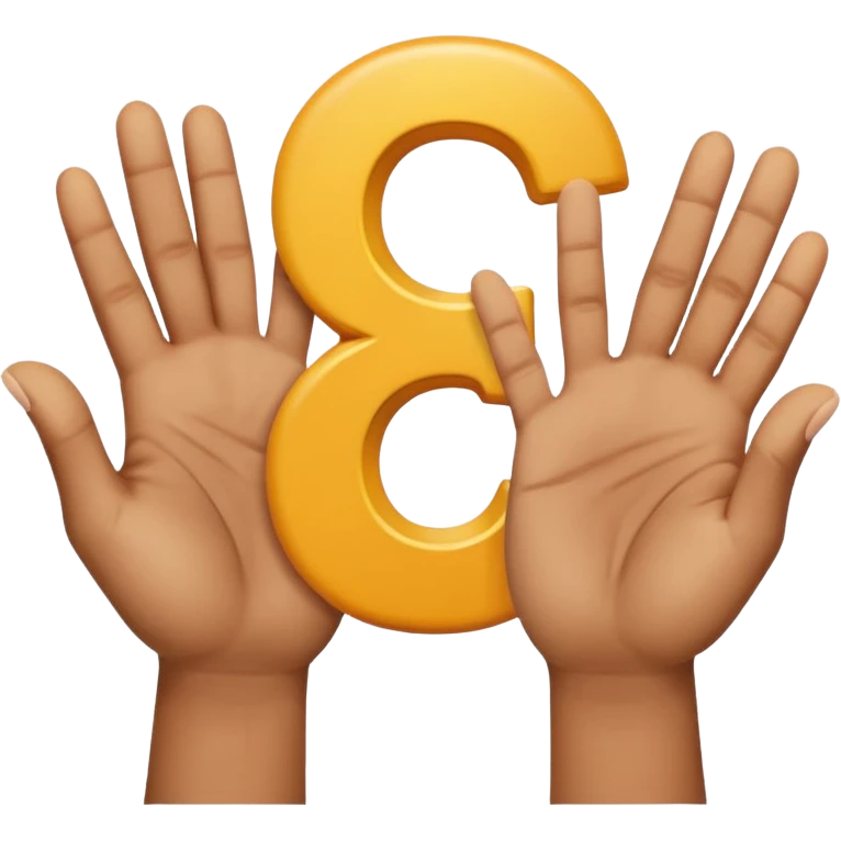 Two open separate hands. The one on the left has the number 6 on top of it floating and the other one has 7 on top of it floating emoji
