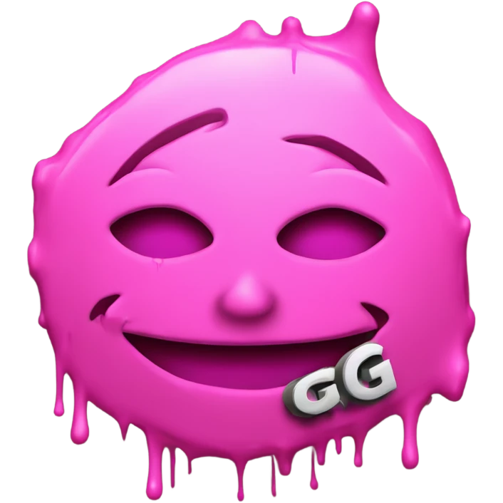 graffiti of the words "GG" pink emoji