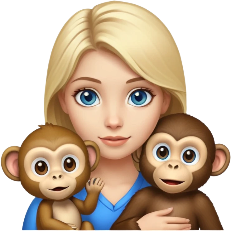 Blonde girl with monkey and blue eyes  emoji