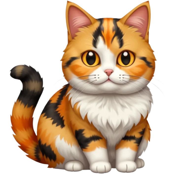 full body calico tabby cat with tiny head and fat body emoji