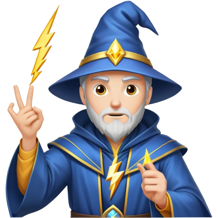 High wizard using lightning bolt spell emoji