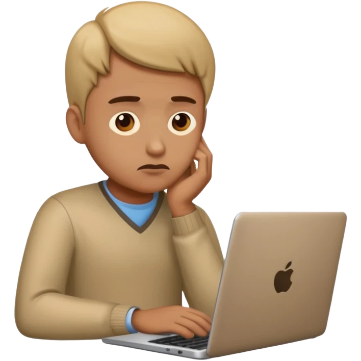 programmer emoji with laptop, lost in thought, no thought bubble emoji