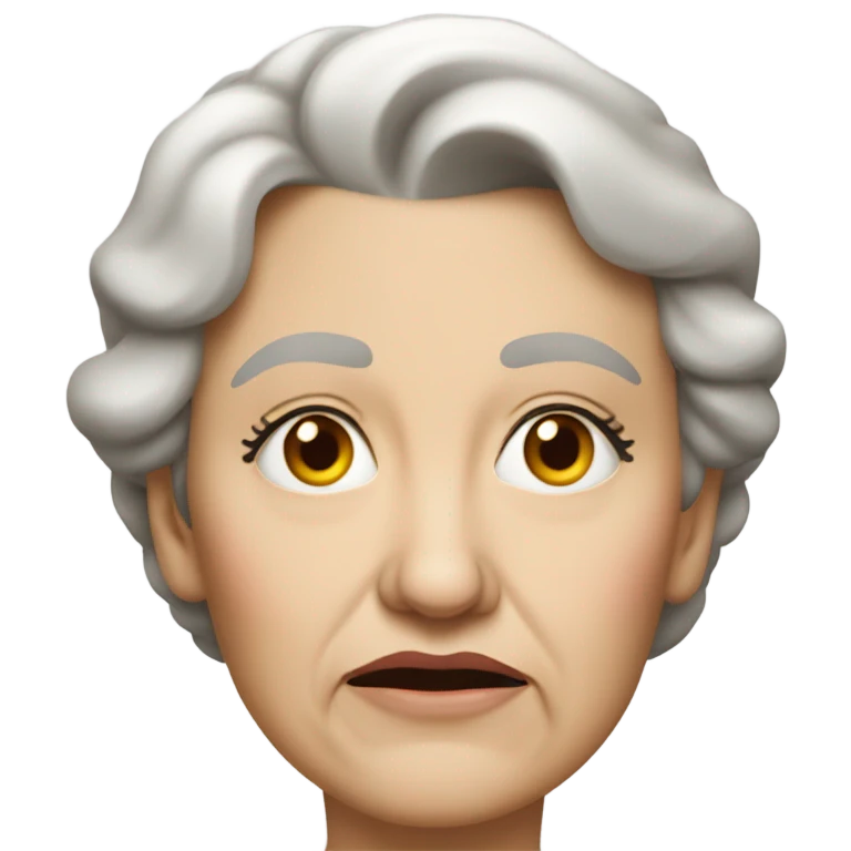 Older white woman with sour expression emoji