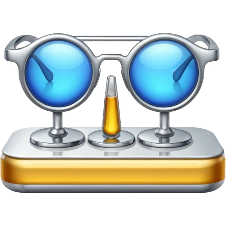 a counter with glasses and futurist emoji