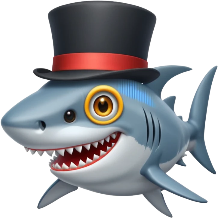 Shark with a top hat emoji