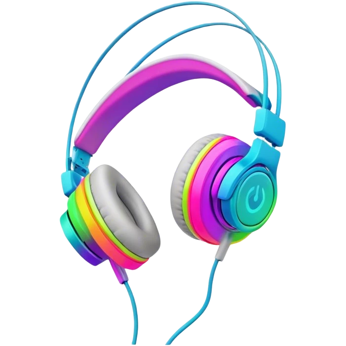 Neon colors headphones emoji
