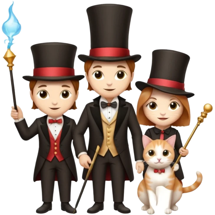 magician couple and their pet cat emoji
