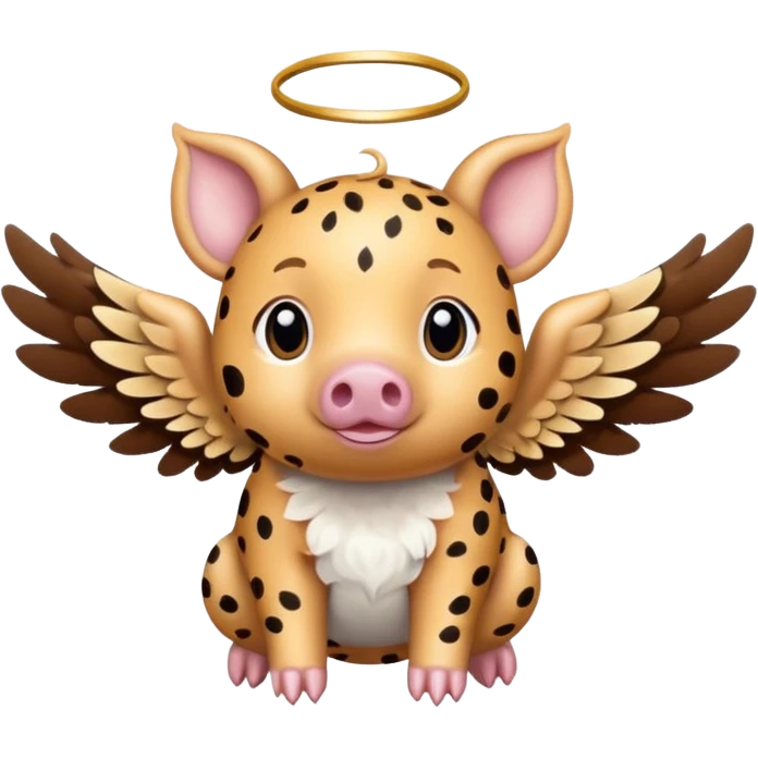 Cheetah print flying pig with angel wings. All skin is cheetah printed emoji