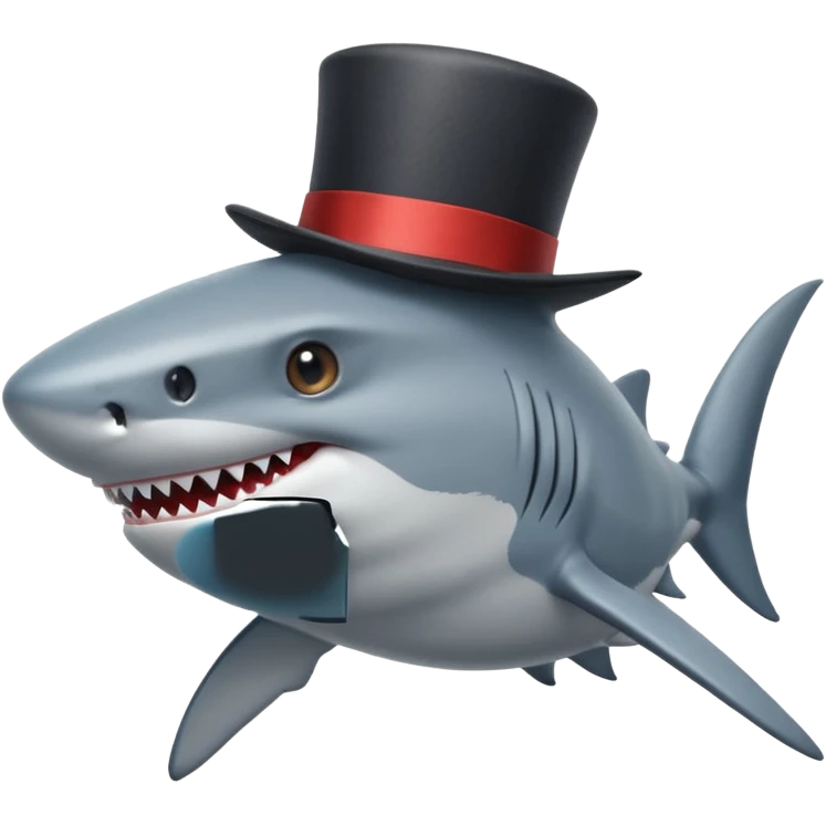 Shark with a top hat emoji