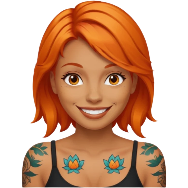 Tattooed woman with orange hair emoji