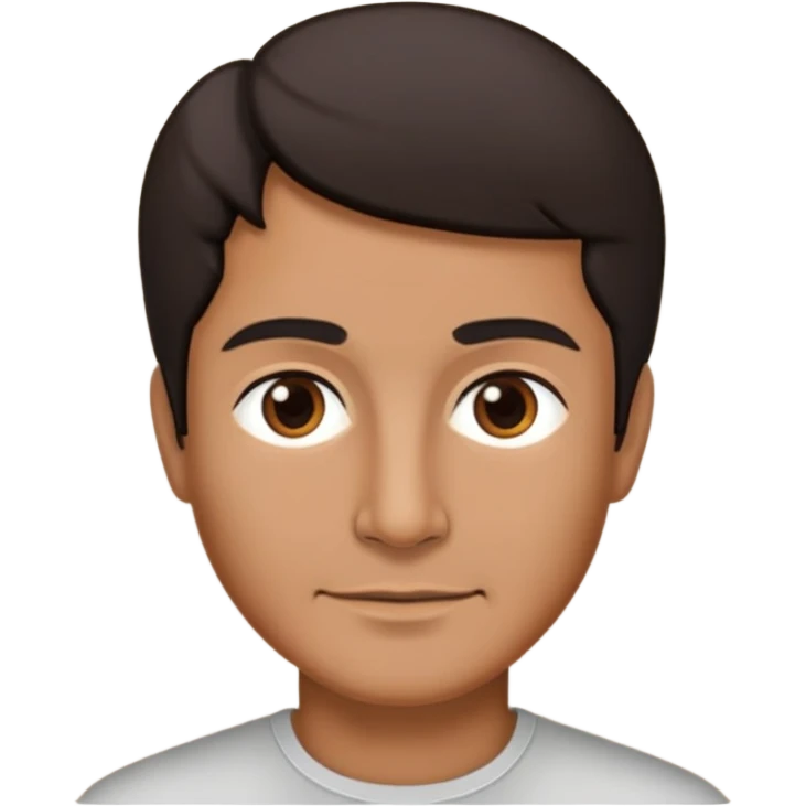 52, tan skin, black and brown hair, short, no facial hair  emoji