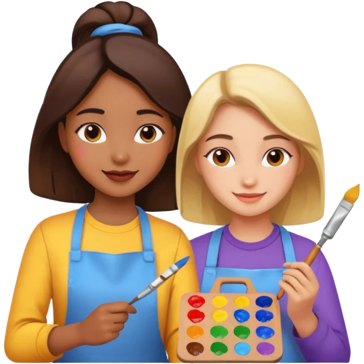 girls painting emoji