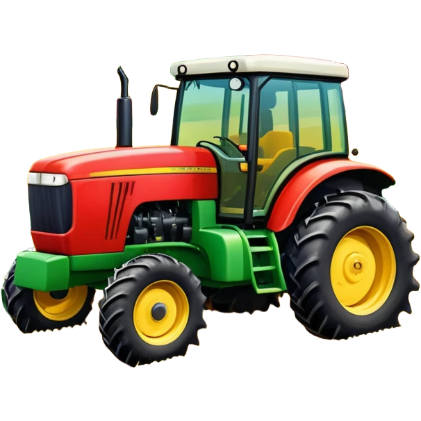 An icon showing close-up tractor in a colorful rural landscape, inspired by Farming Simulator 22. The design features vibrant fields, barns, and crops under a bright sky, with tractors working the land. The peaceful and immersive farming environment is highlighted with a transparent background emoji