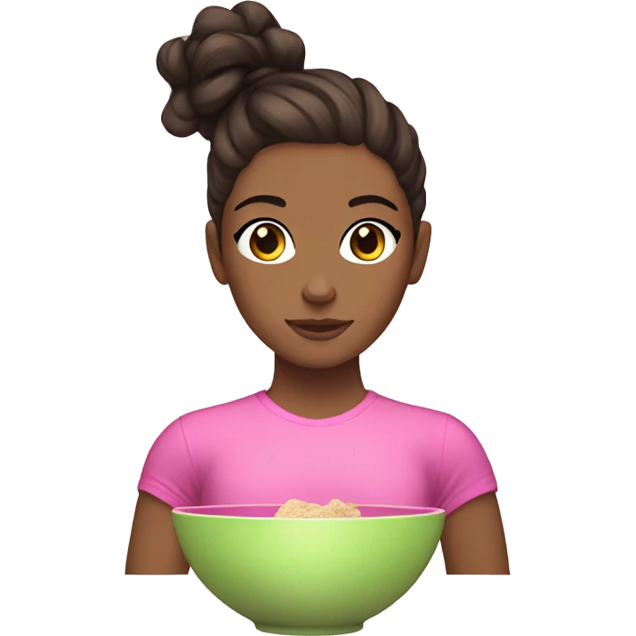 Aesthetic brunette gym with pink bowl in hair emoji