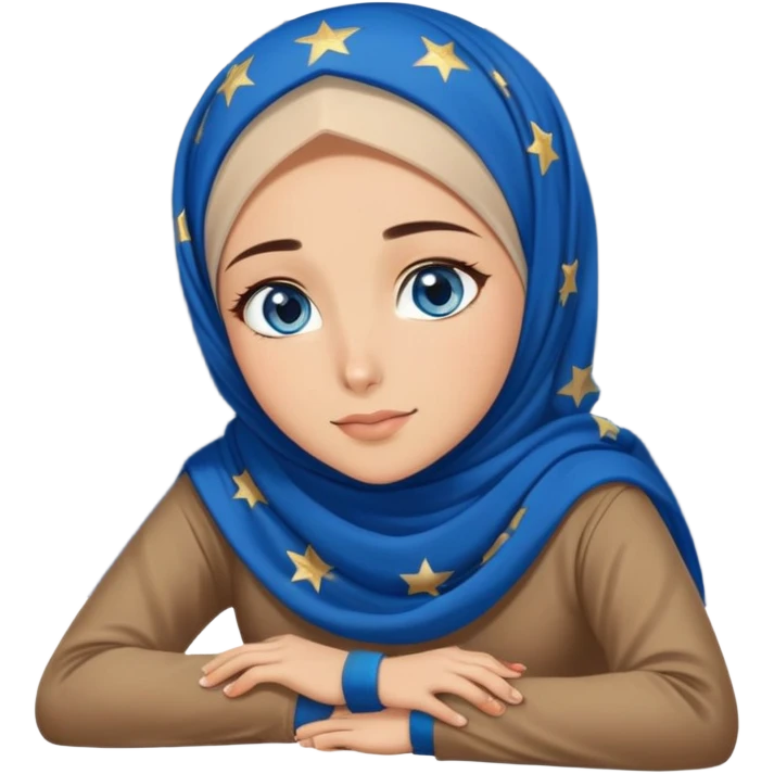 Turkish beautiful finish Konya girl blue eyes with starry night hijab and watching the sky on the ground  emoji