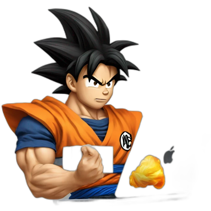 Goku super saiyan with a mac book  emoji