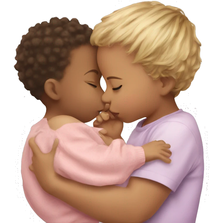 Baby kissing a baby  emoji