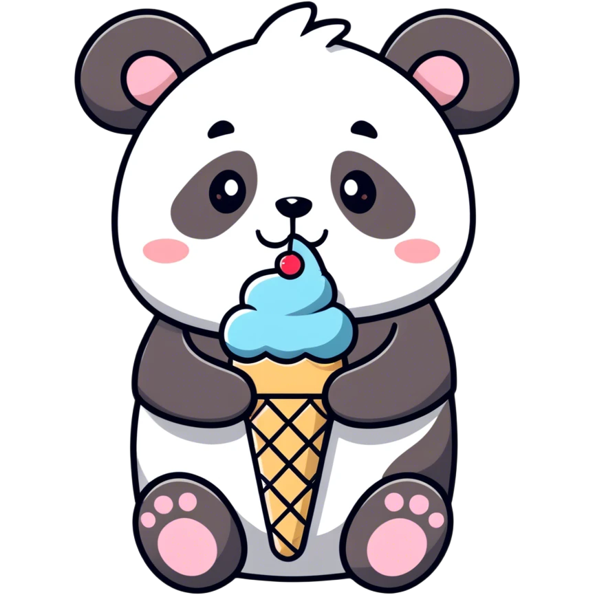 Panda eating ice cream emoji
