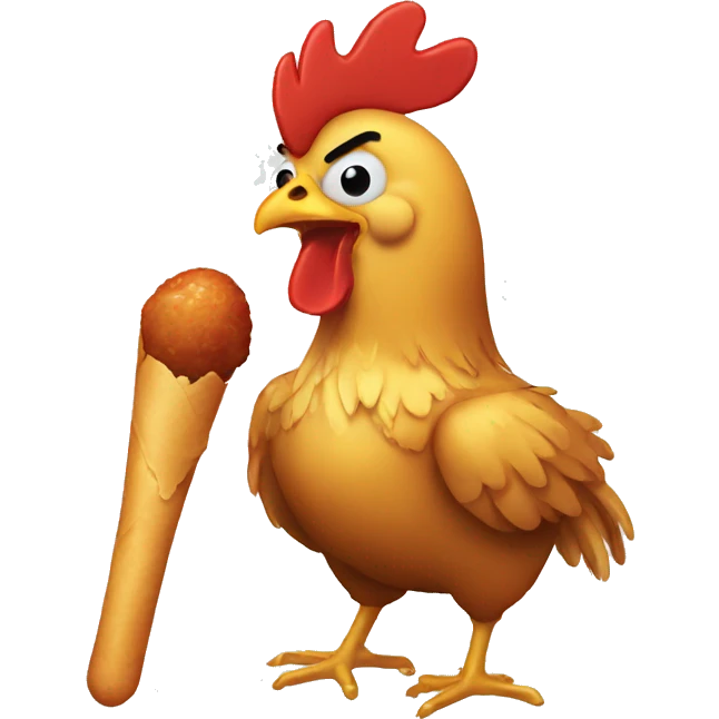 chicken eating a drumstick emoji
