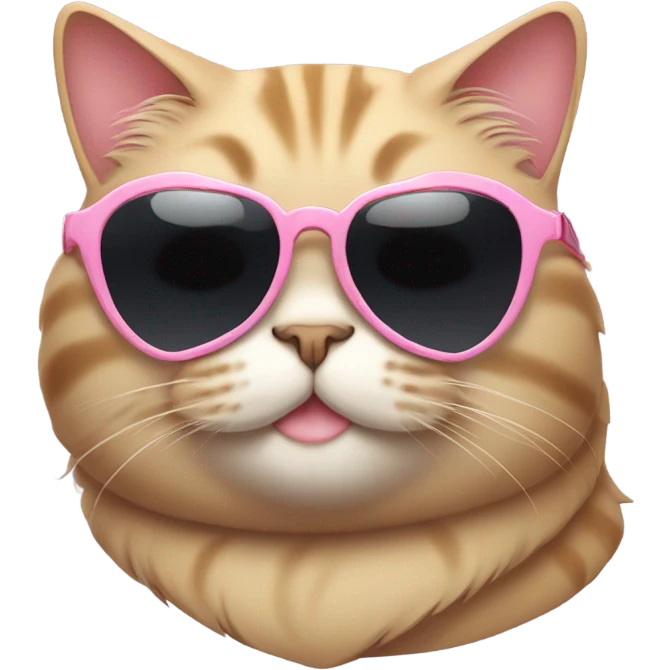 Cute fat cat wearing heart shaped sunglasses emoji