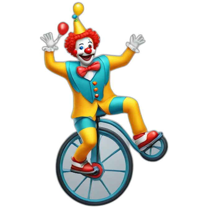 funny clown on a unicycle emoji