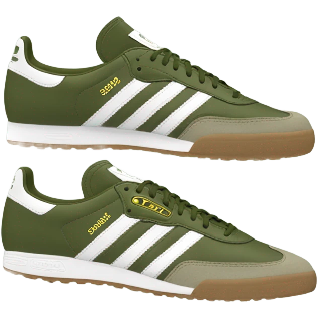 two khaki green adidas samba emoji