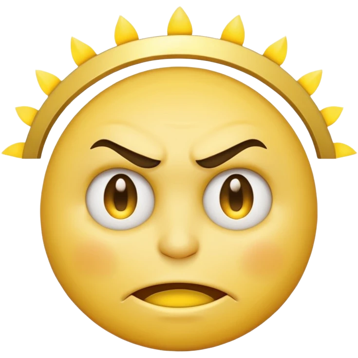 Yellow smiley face angry with a hallow angel emoji