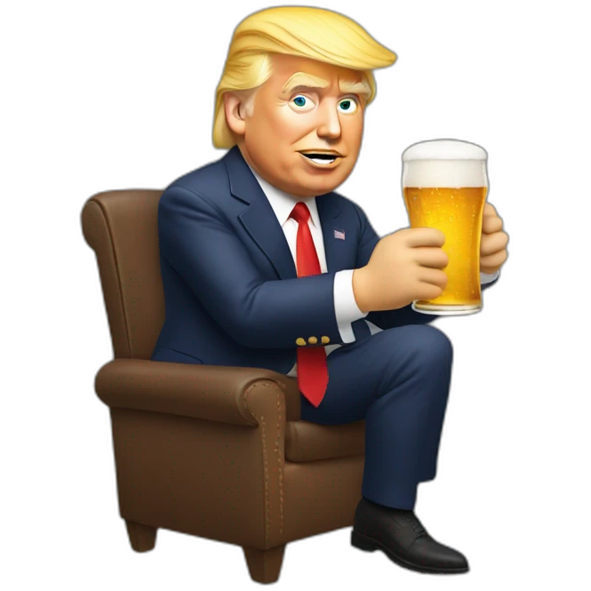 Donald Trump drinking à beer emoji