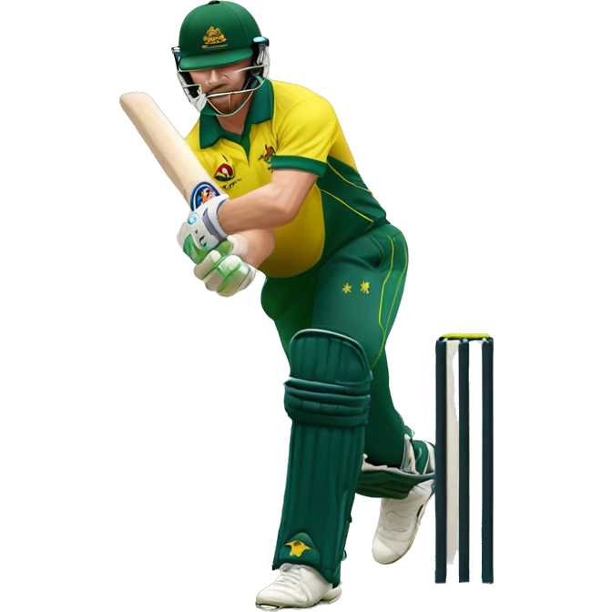 AUSTRALIAN CRICKERTER WITH AUSTRALIAN JERSY HIT ING A BALL emoji