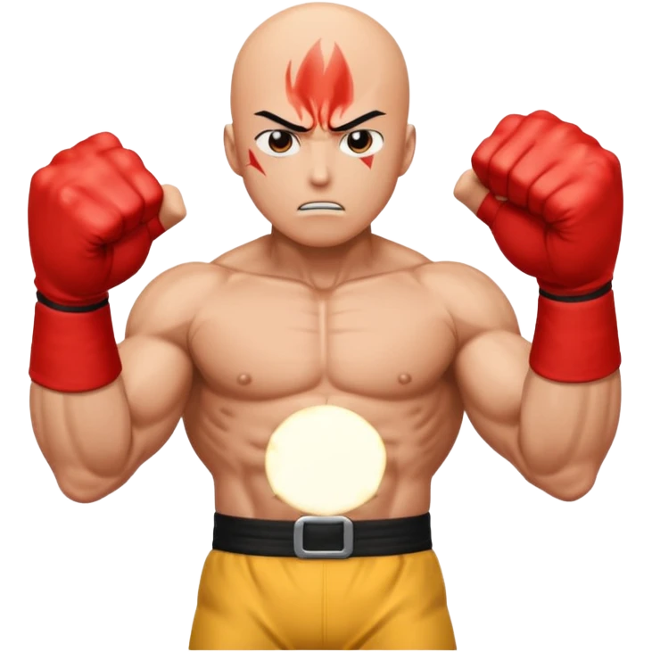 Angry Saitama with his red giant hand punching emoji