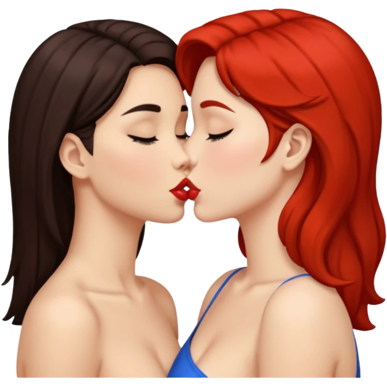 Nude women kissing emoji