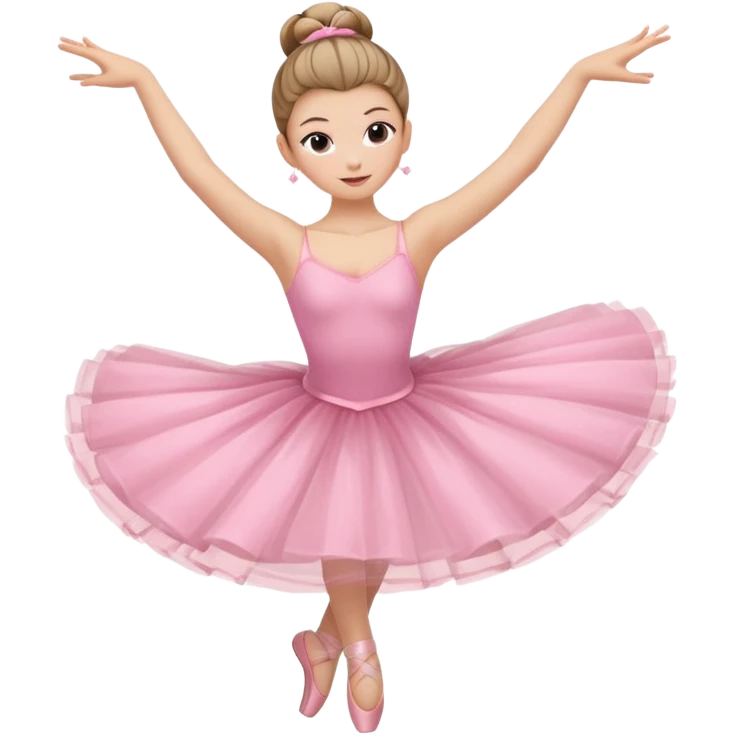 A graceful ballerina in a pink tutu, spinning lightly with arms curved elegantly.
 emoji