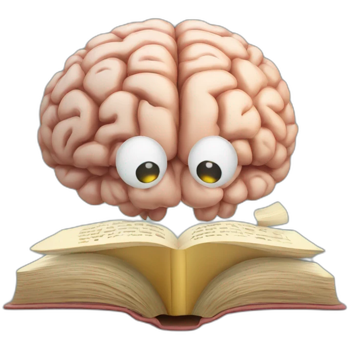 A brain reading a book emoji