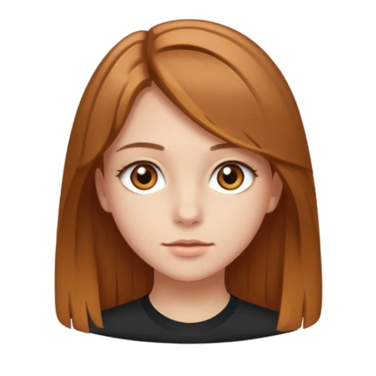 A girl with amber eyes and medium-length straight (slightly wavy) light brown hair. She is a teenager emoji