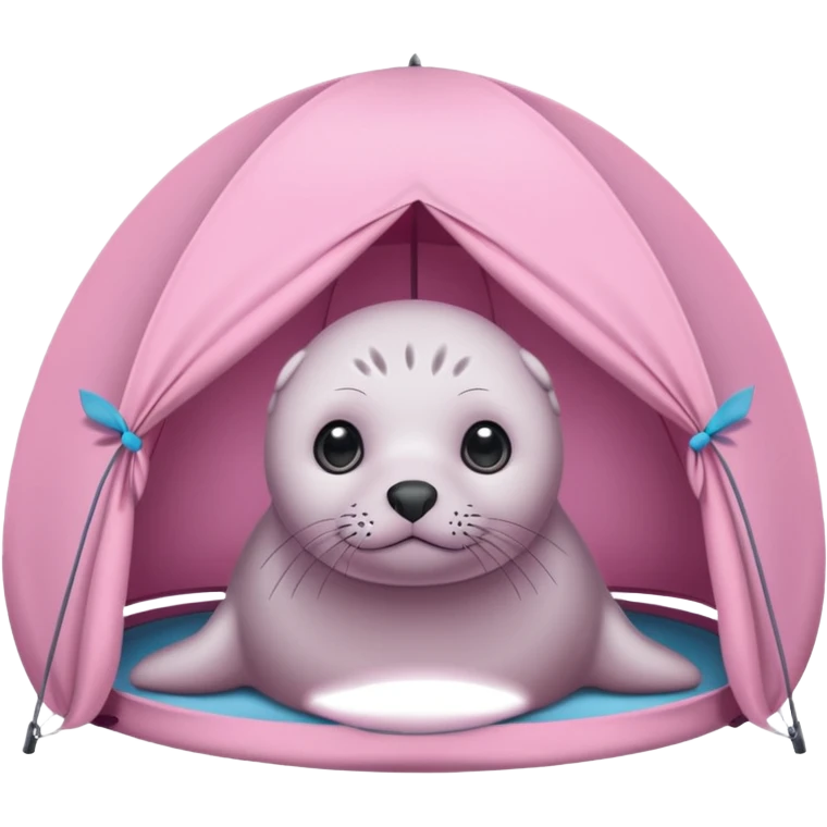 Gray Seal in a light pink tent  emoji
