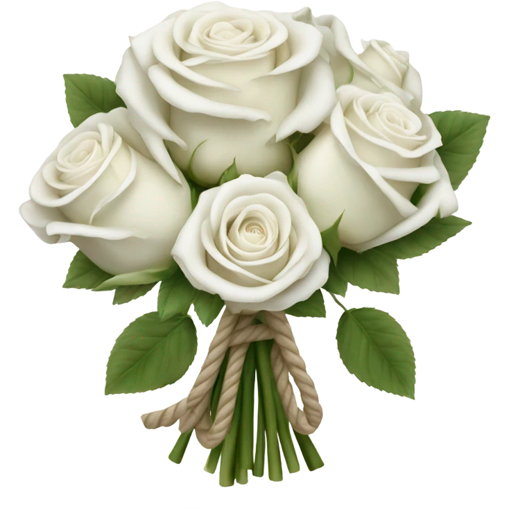 Bouquet white roses with rope emoji