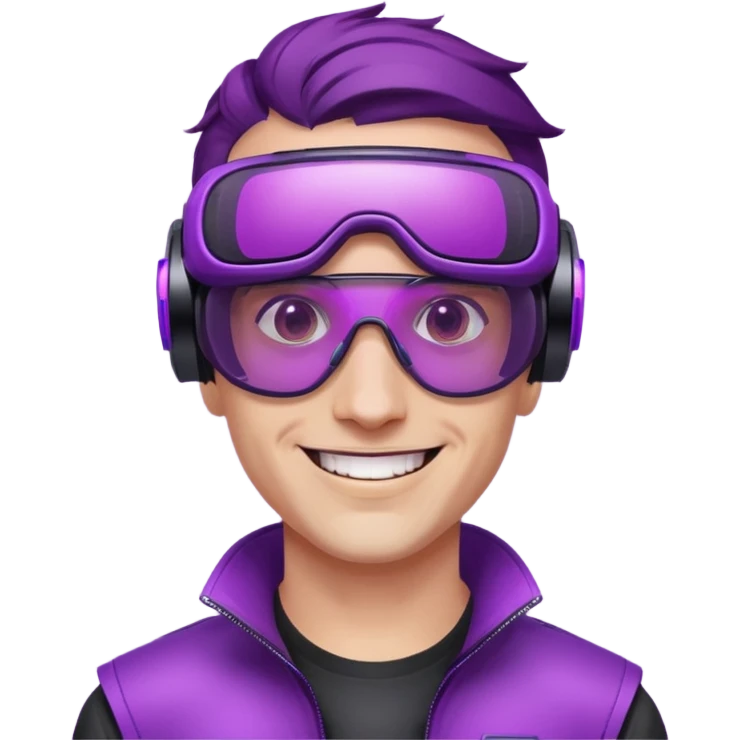Cyberpunk man fappy head 3d puruple cyber VR -glasses emoji