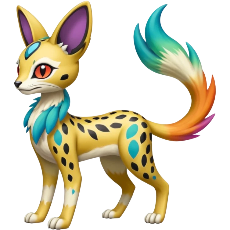Colorful Meloetta-Bolthund-Vernid-Sergal-Serval-Pokémon-Fakémon-fusion-hybrid-creature emoji