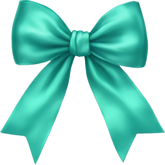 Realistic light teal silk bow emoji