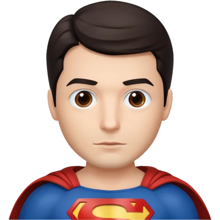 Make a man with brown eyes and dark hair in a Superman costume emoji