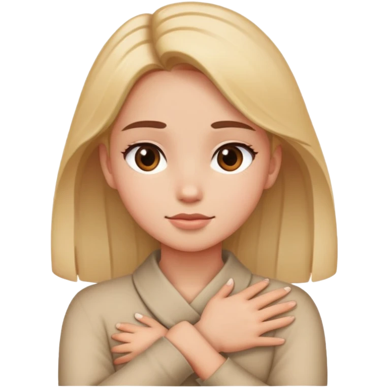 Girl with hands crossed around neck emoji