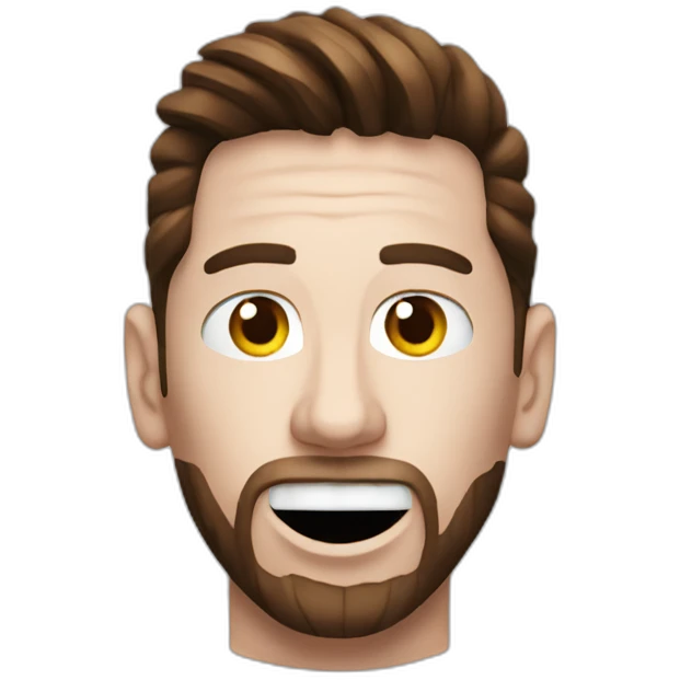 A Messi face whit de world cup in the hands emoji