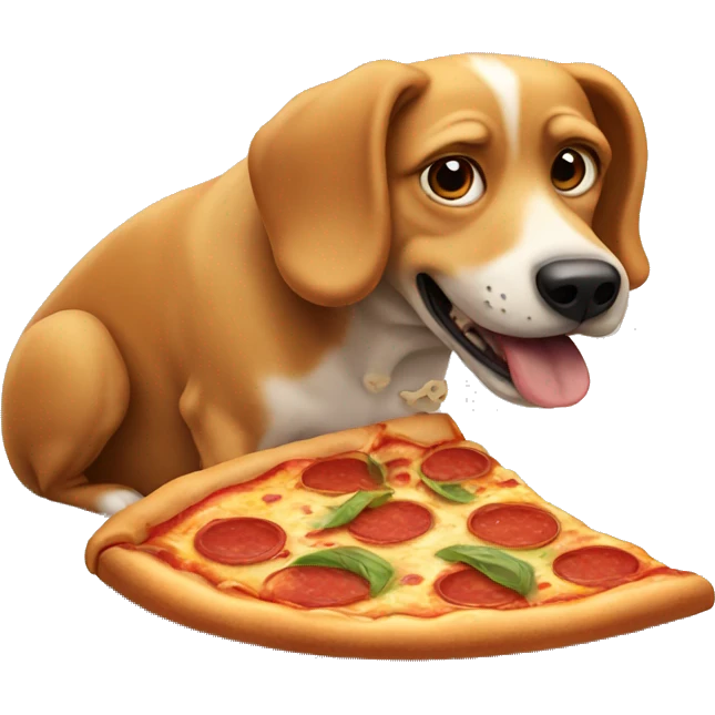 Dog eating pizza emoji