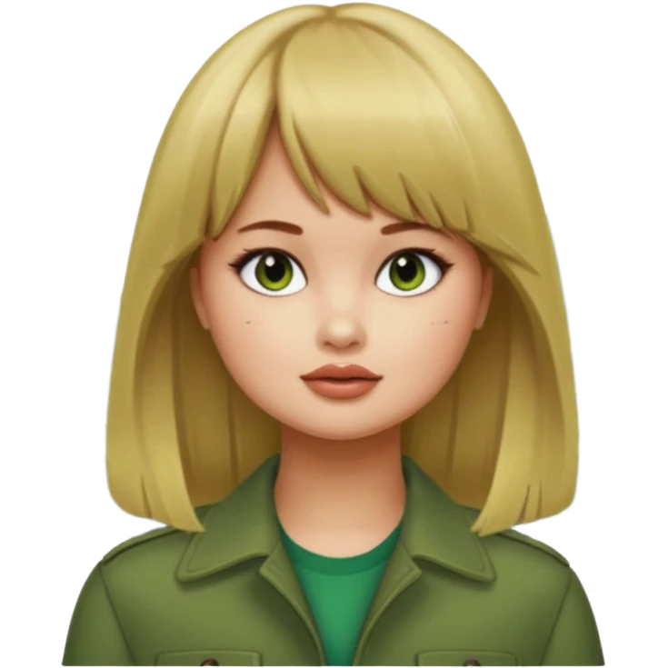 Debby Ryan (dirty blonde hair straight bangs) with Big City Greens emoji